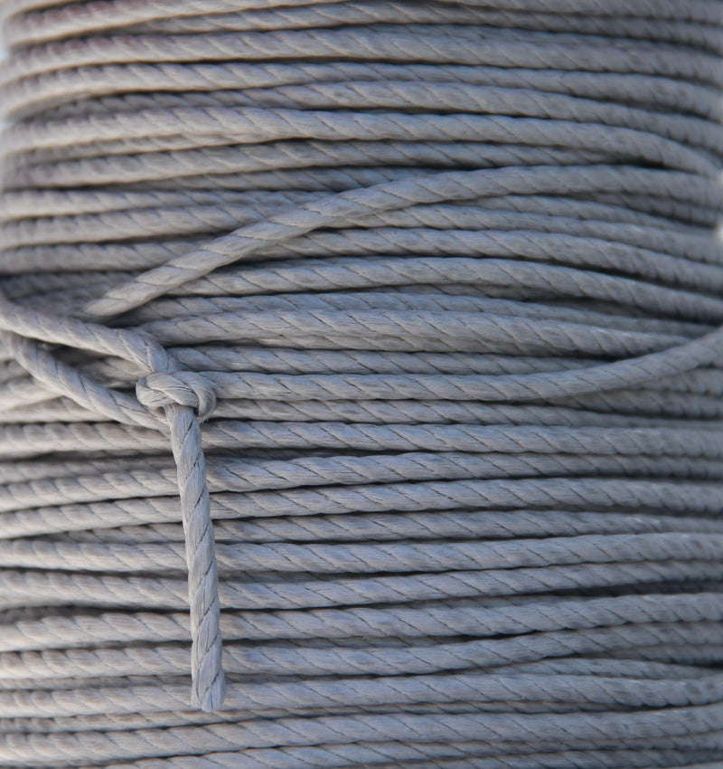 100% Natural Beeswax Cotton Rope 3 ply - 3 mm - Slate Gray – Namaari