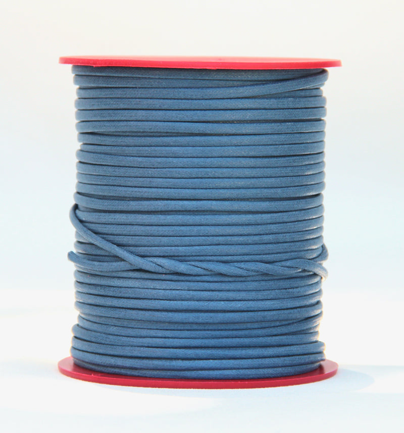 100% Natural Beeswax Flat Cotton Cord - 4mm - Steel Blue – Namaari